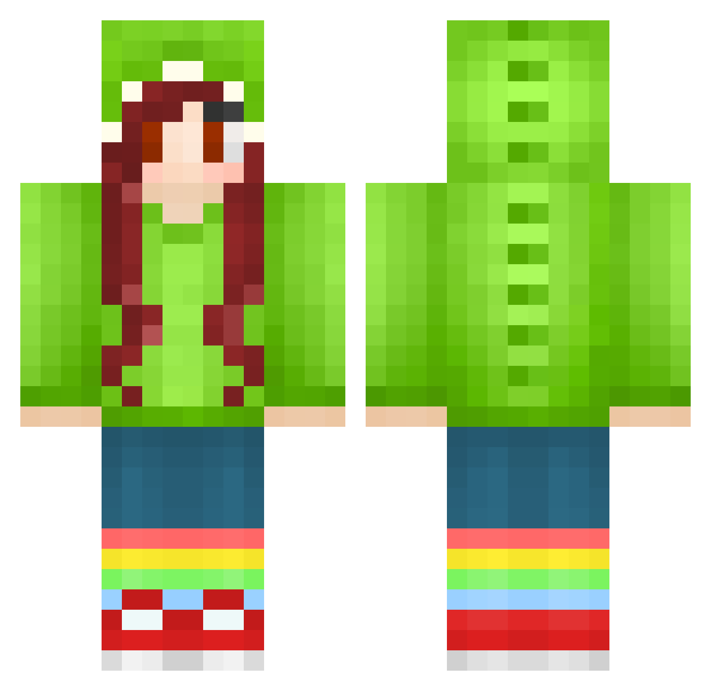 unreturnable Minecraft skin, front and back view