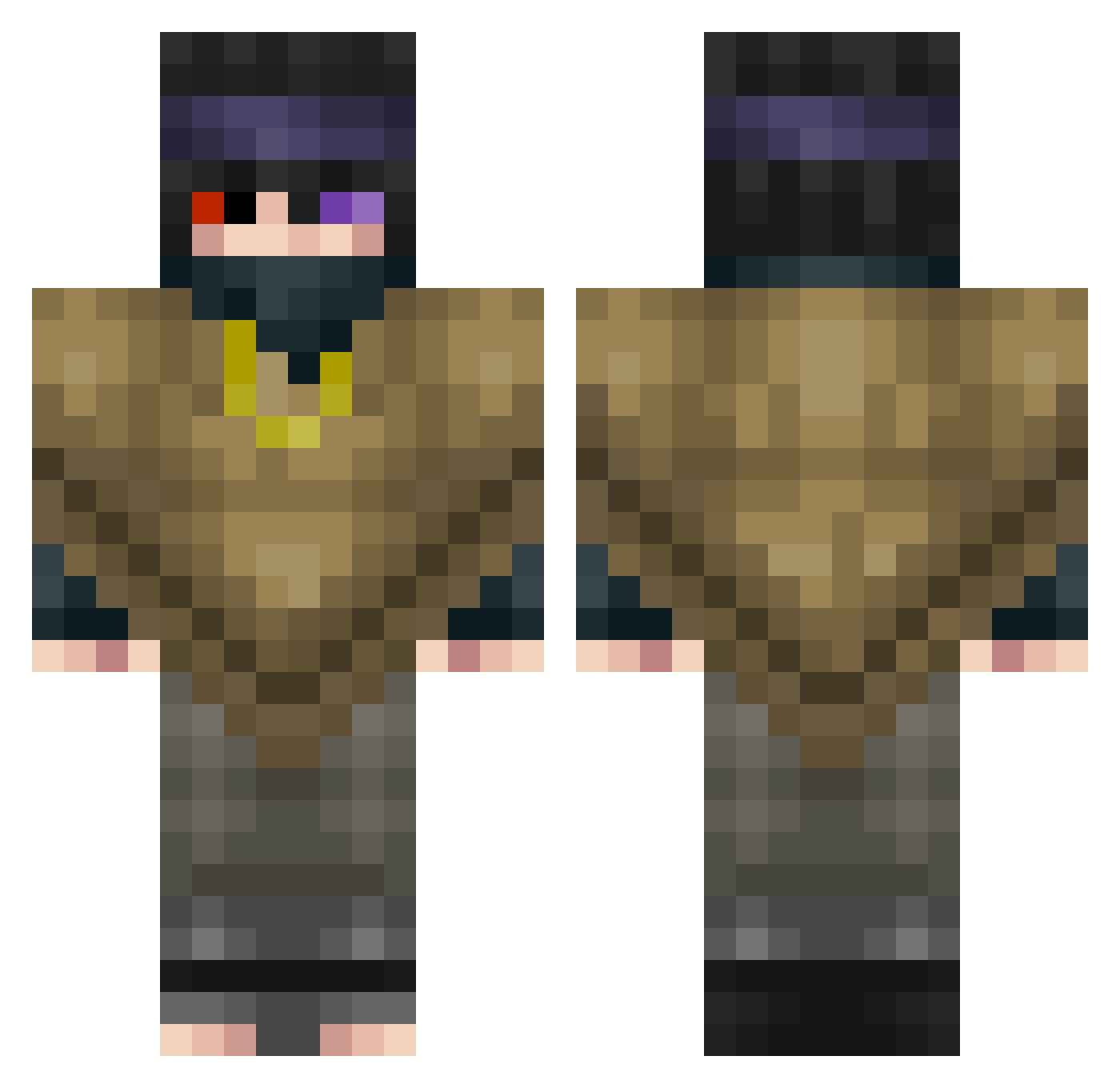 Guwoper Minecraft skin, front and back view