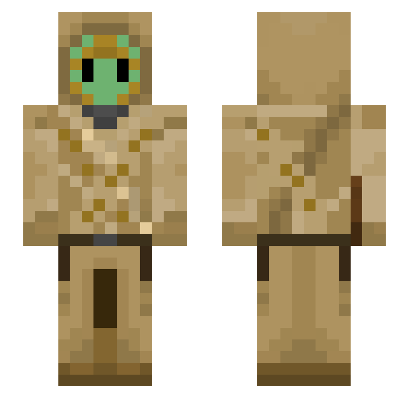 BiggPapaClay Minecraft skin, front and back view