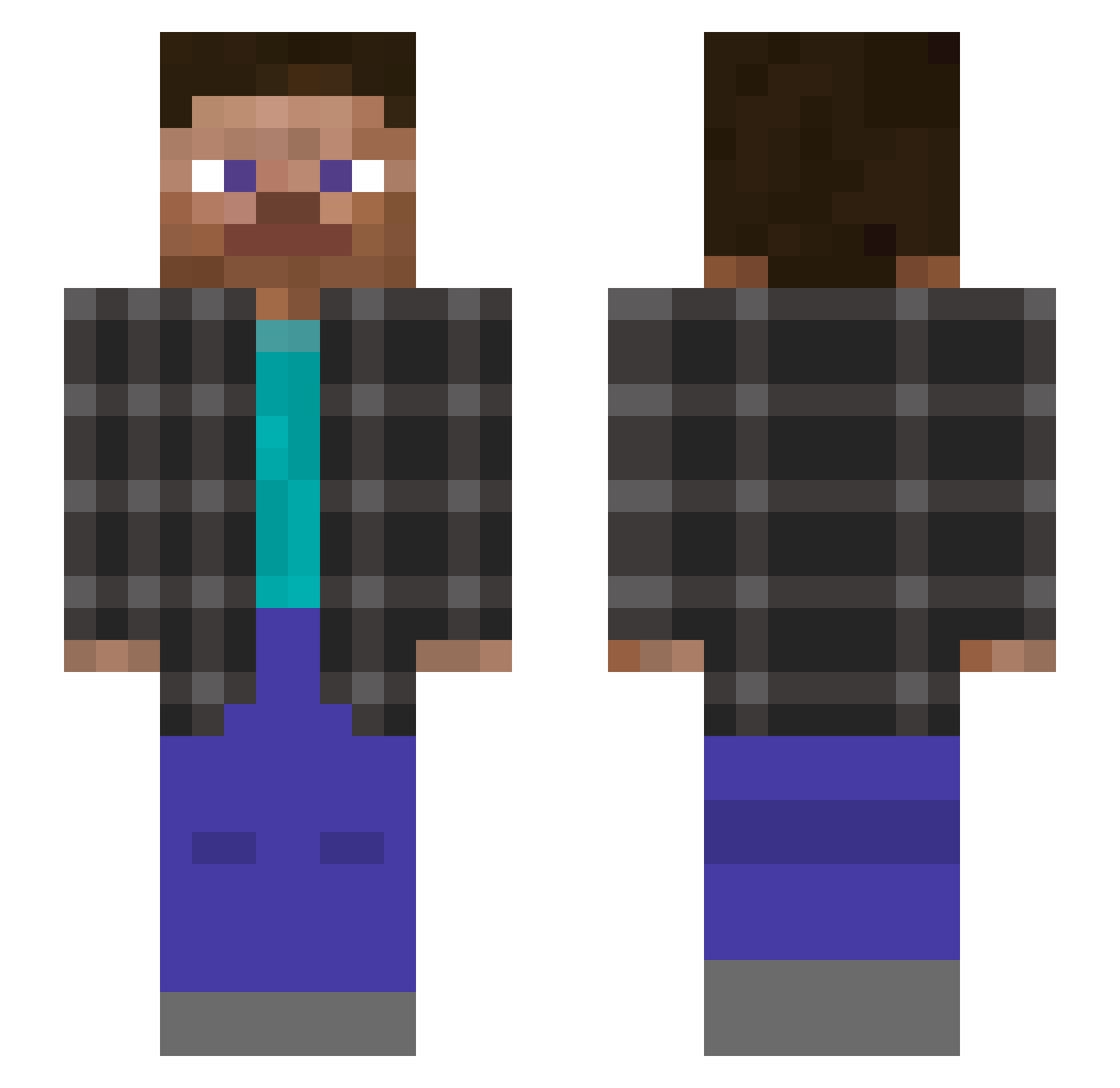 pourquoii Minecraft skin, front and back view
