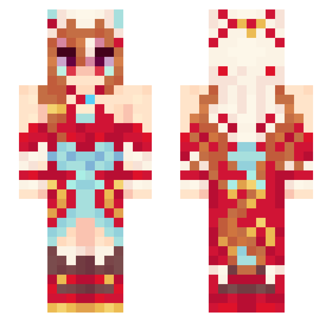 AlyaGoat Minecraft skin, front and back view