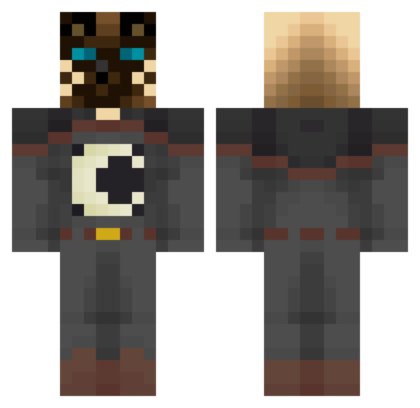 Antfrost Minecraft skin, front and back view
