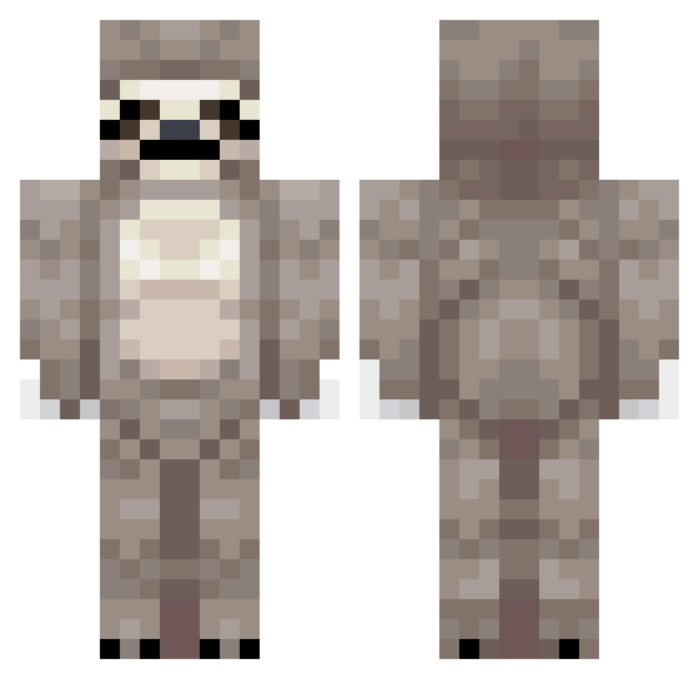 CornishSloth Minecraft skin, front and back view