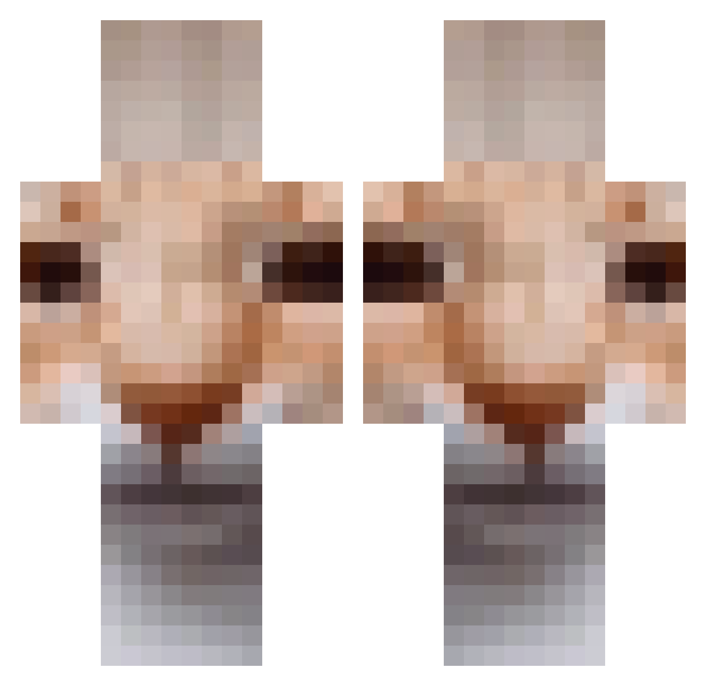 sengle Minecraft skin, front and back view