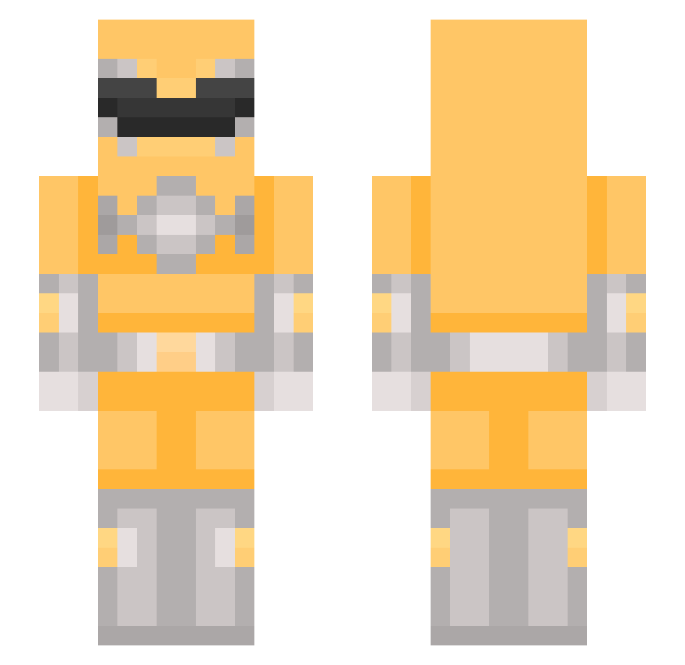 Nygx Minecraft skin, front and back view