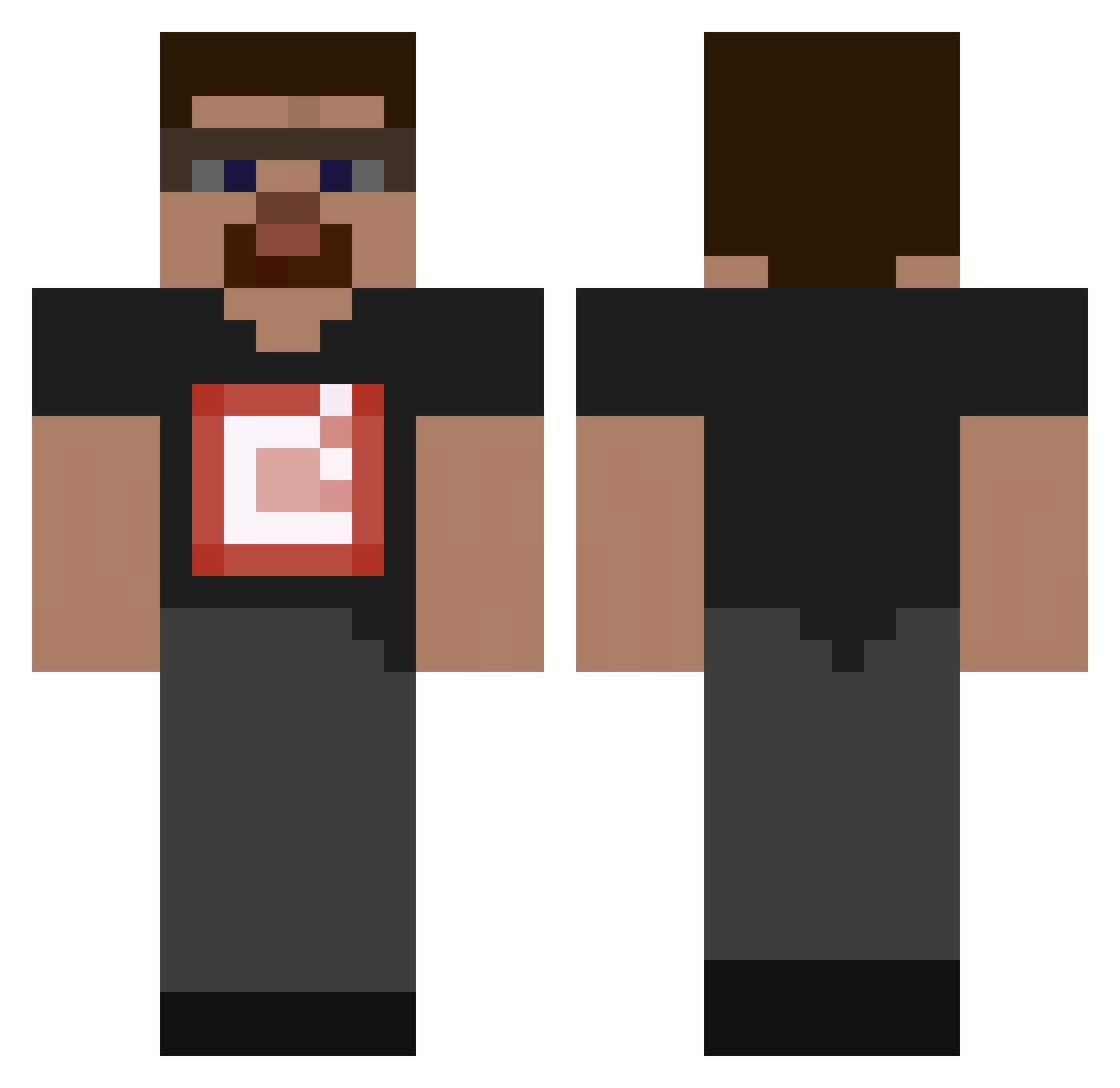 GarbageGD Minecraft skin, front and back view