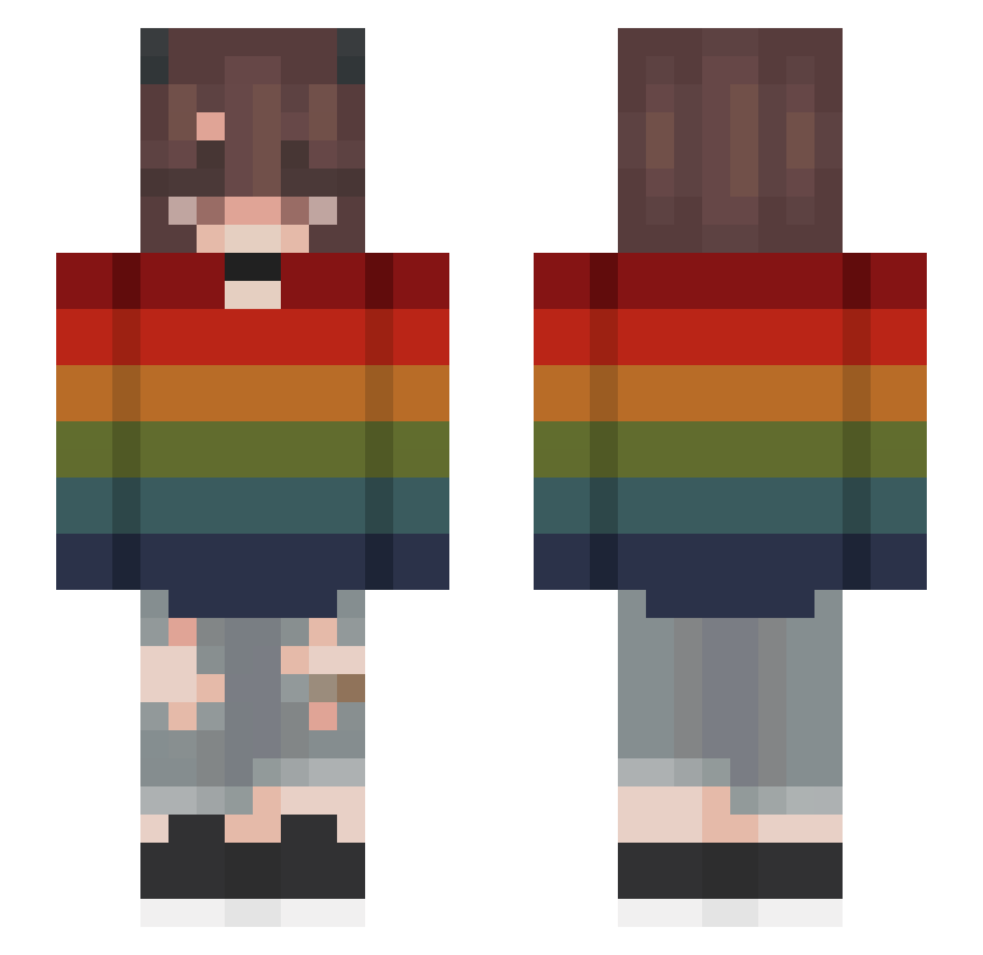 NickyS2 Minecraft skin, front and back view