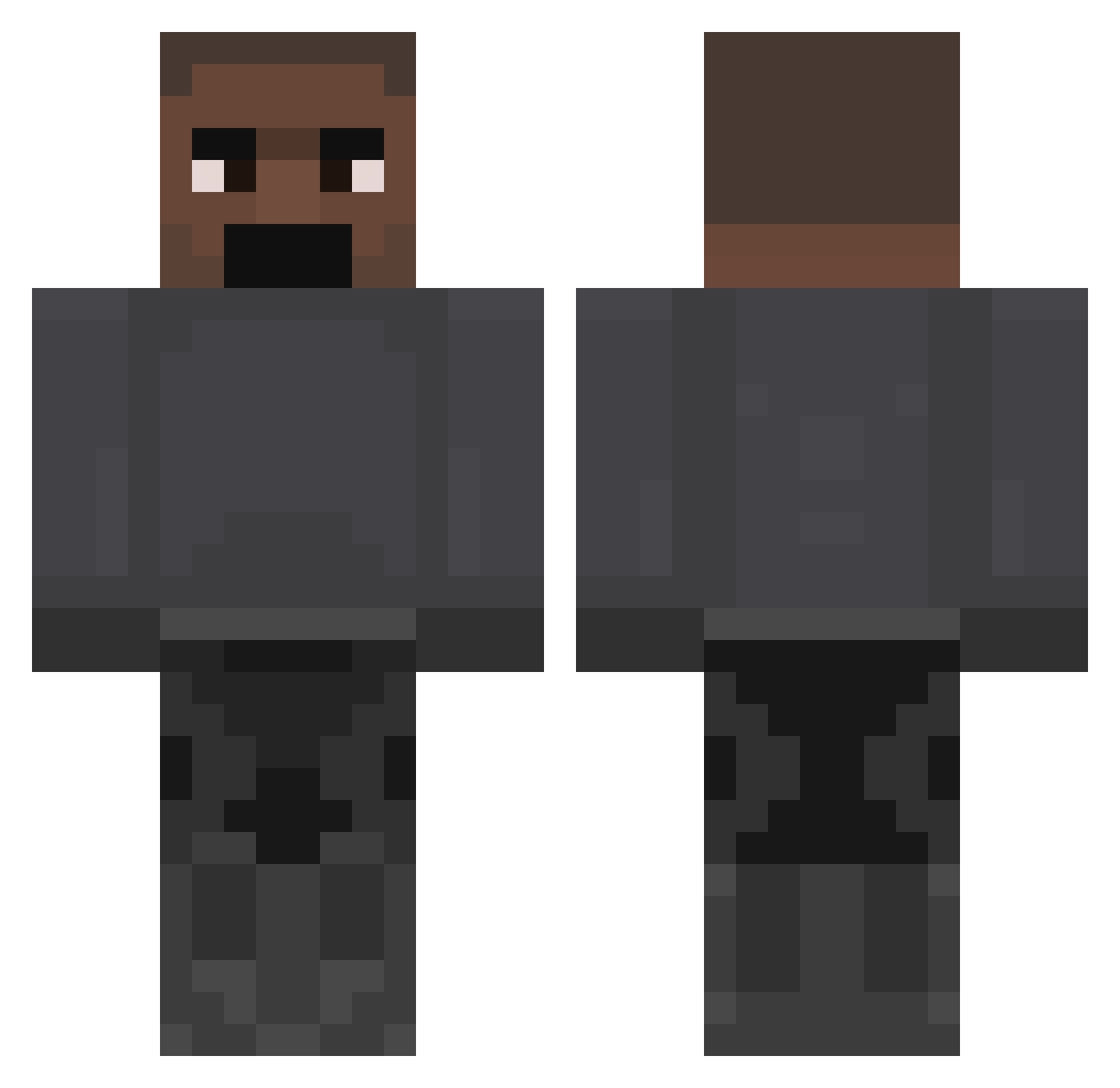 Aagr Minecraft skin, front and back view