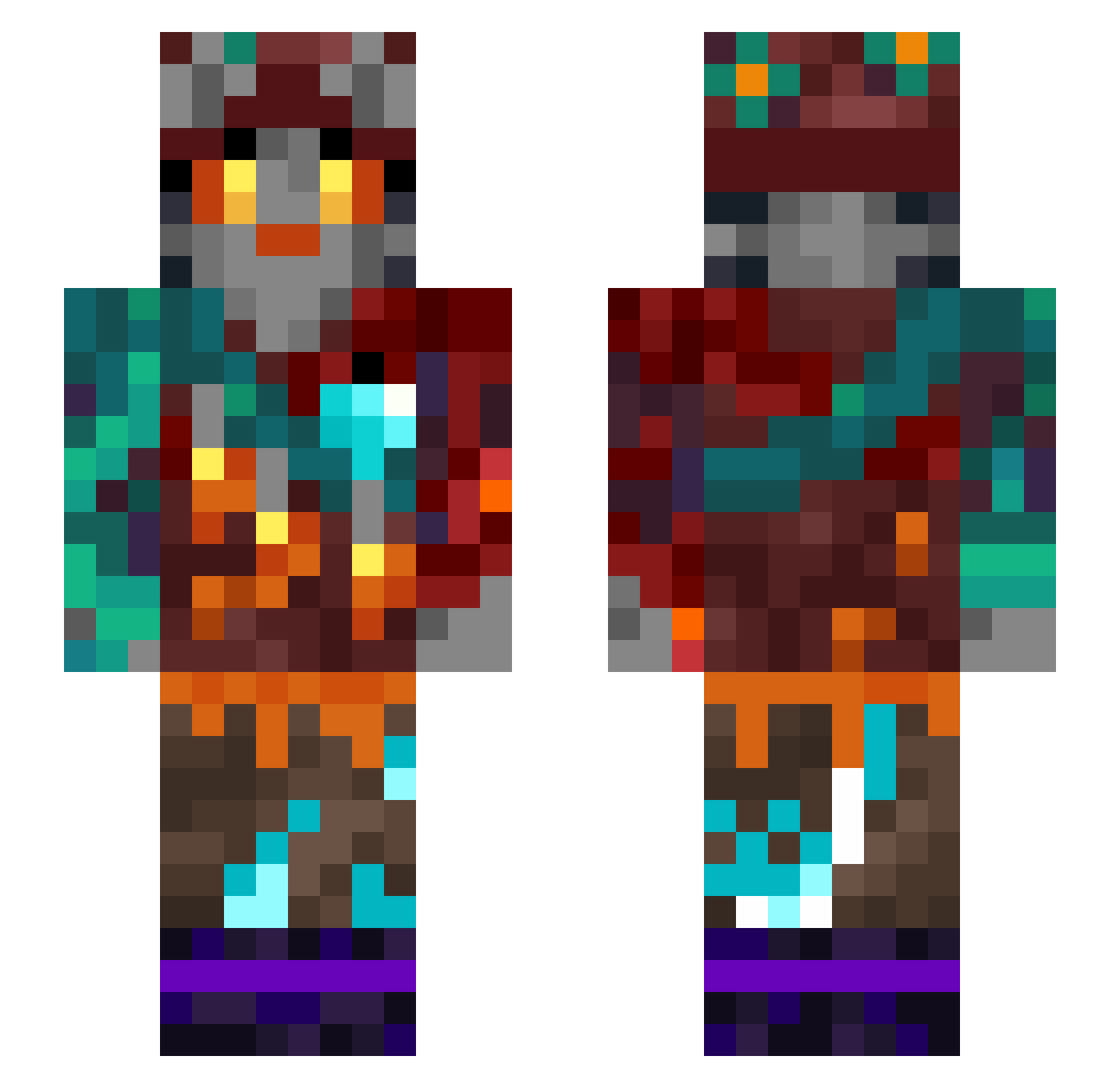 Ribbl Minecraft skin, front and back view