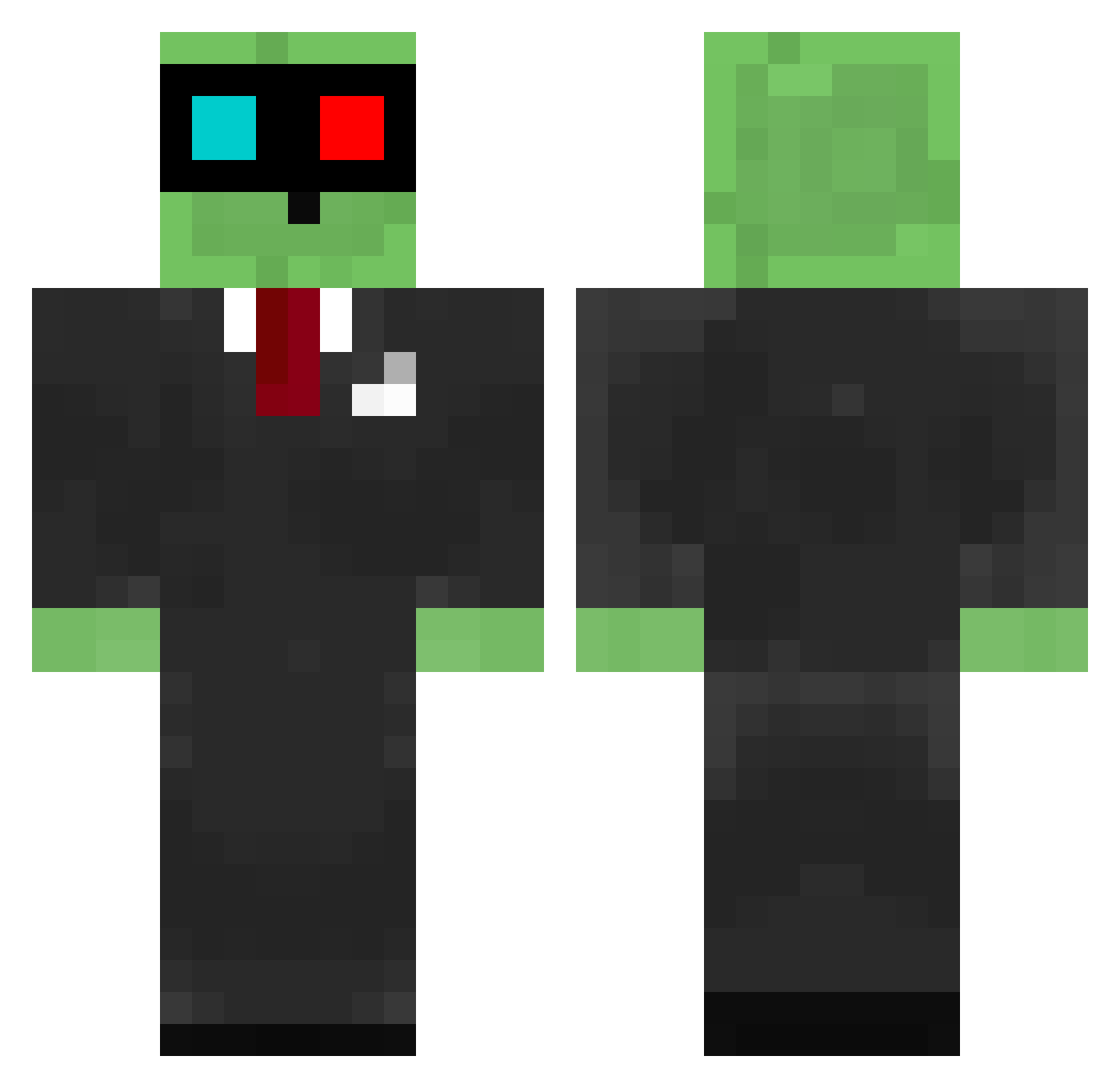 Discoveries Minecraft skin, front and back view