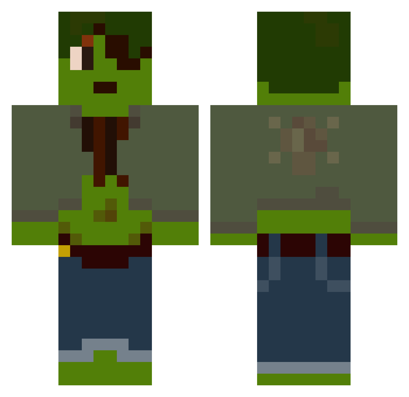 Enigmaxic Minecraft skin, front and back view