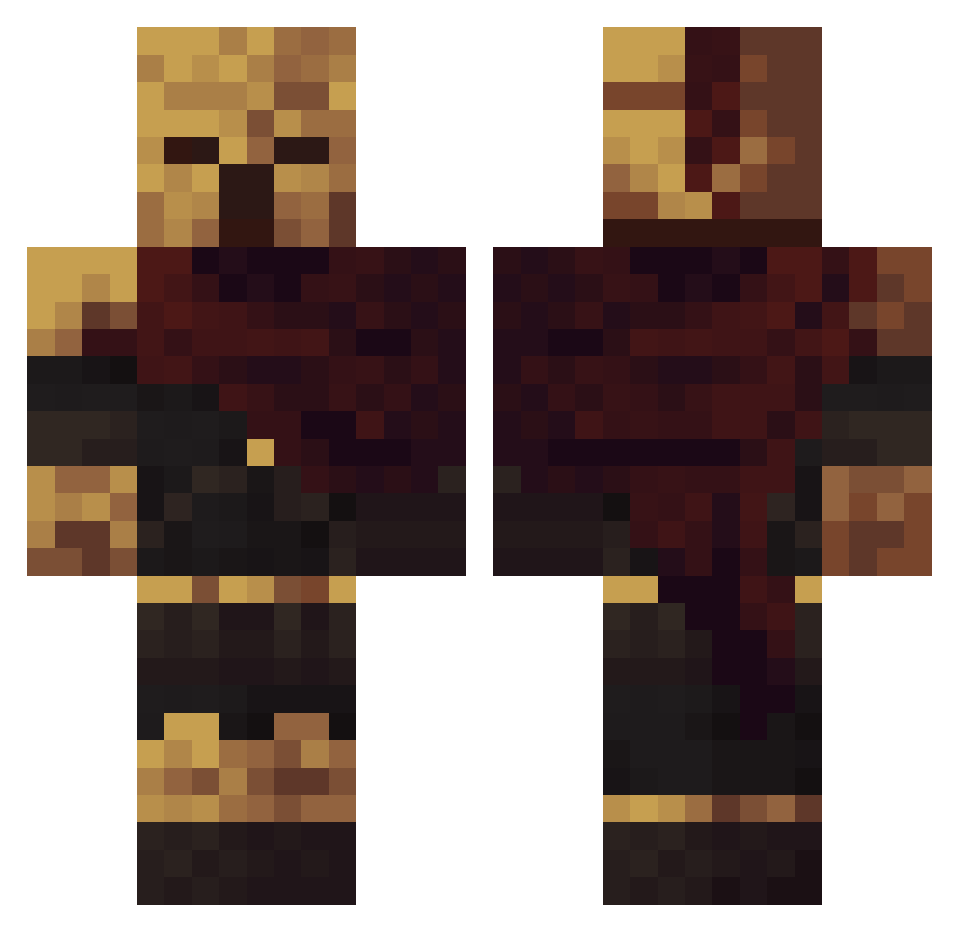 Miikbags Minecraft skin, front and back view