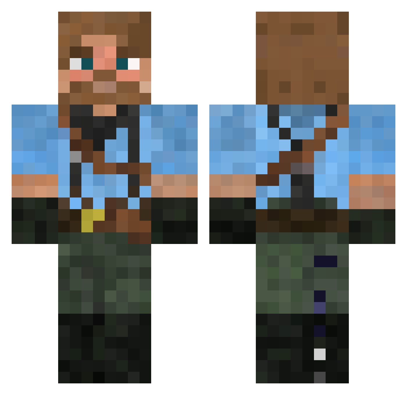 Ryanhkn Minecraft skin, front and back view