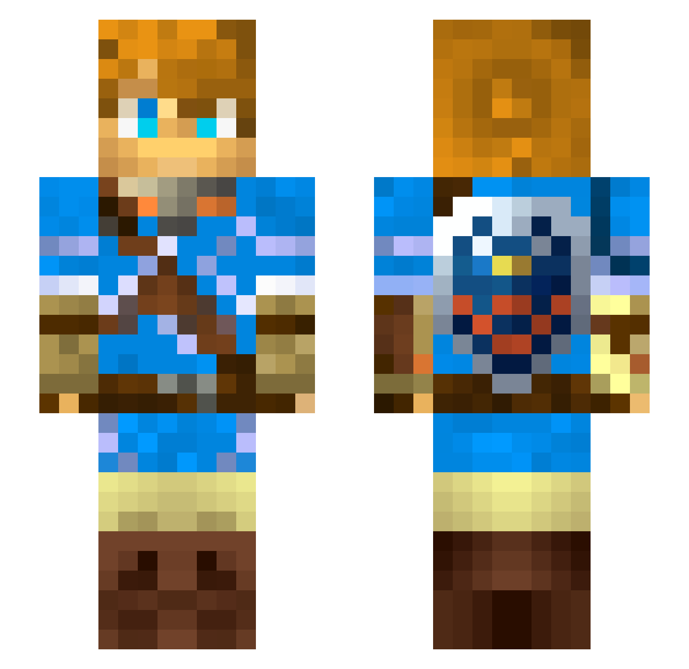 AmberZeppeli Minecraft skin, front and back view
