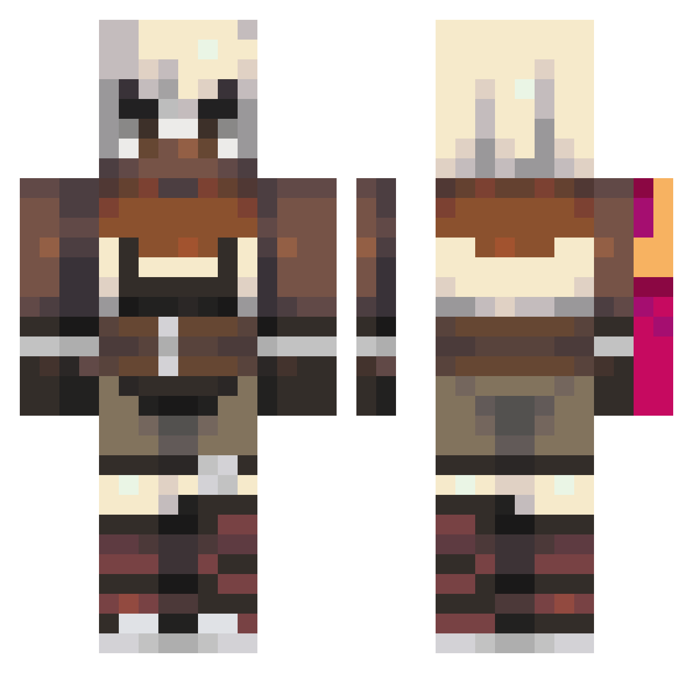 neeDan Minecraft skin, front and back view