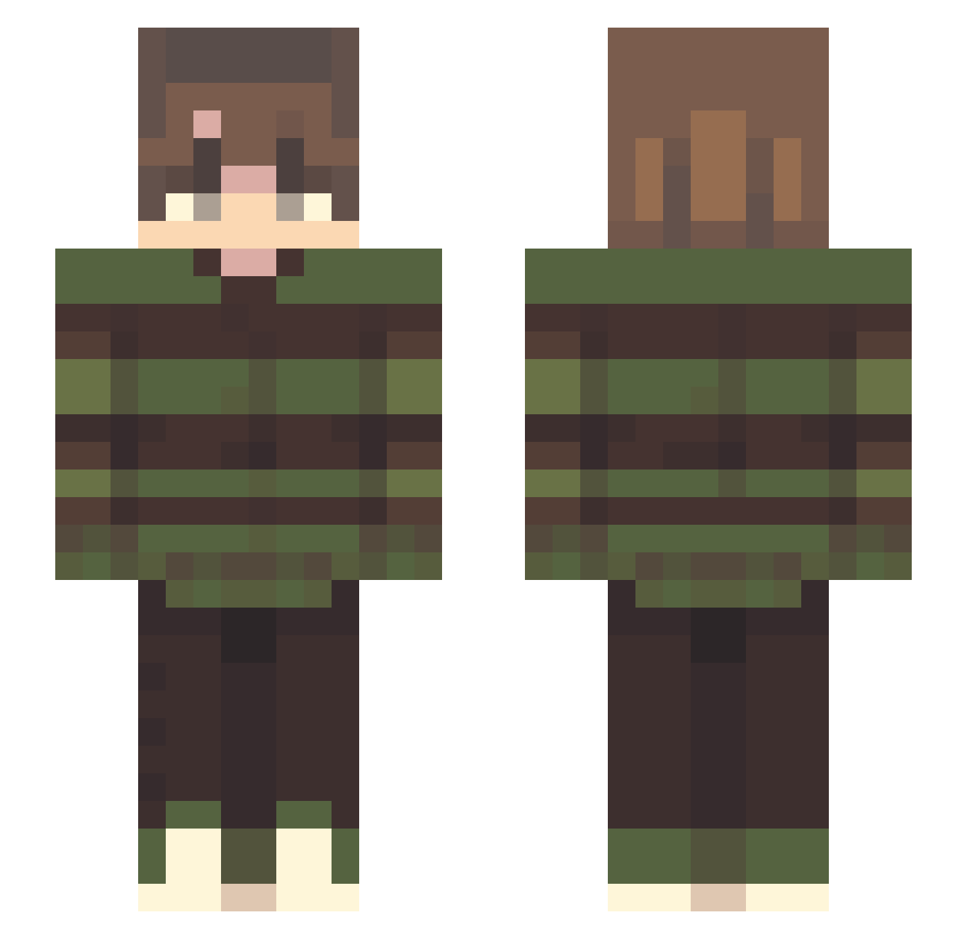 Quoboo Minecraft skin, front and back view