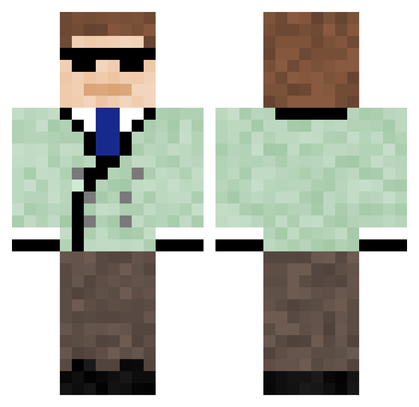 Spectaclez Minecraft skin, front and back view