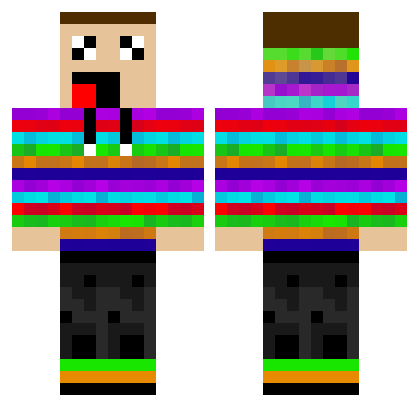 Del Minecraft skin, front and back view