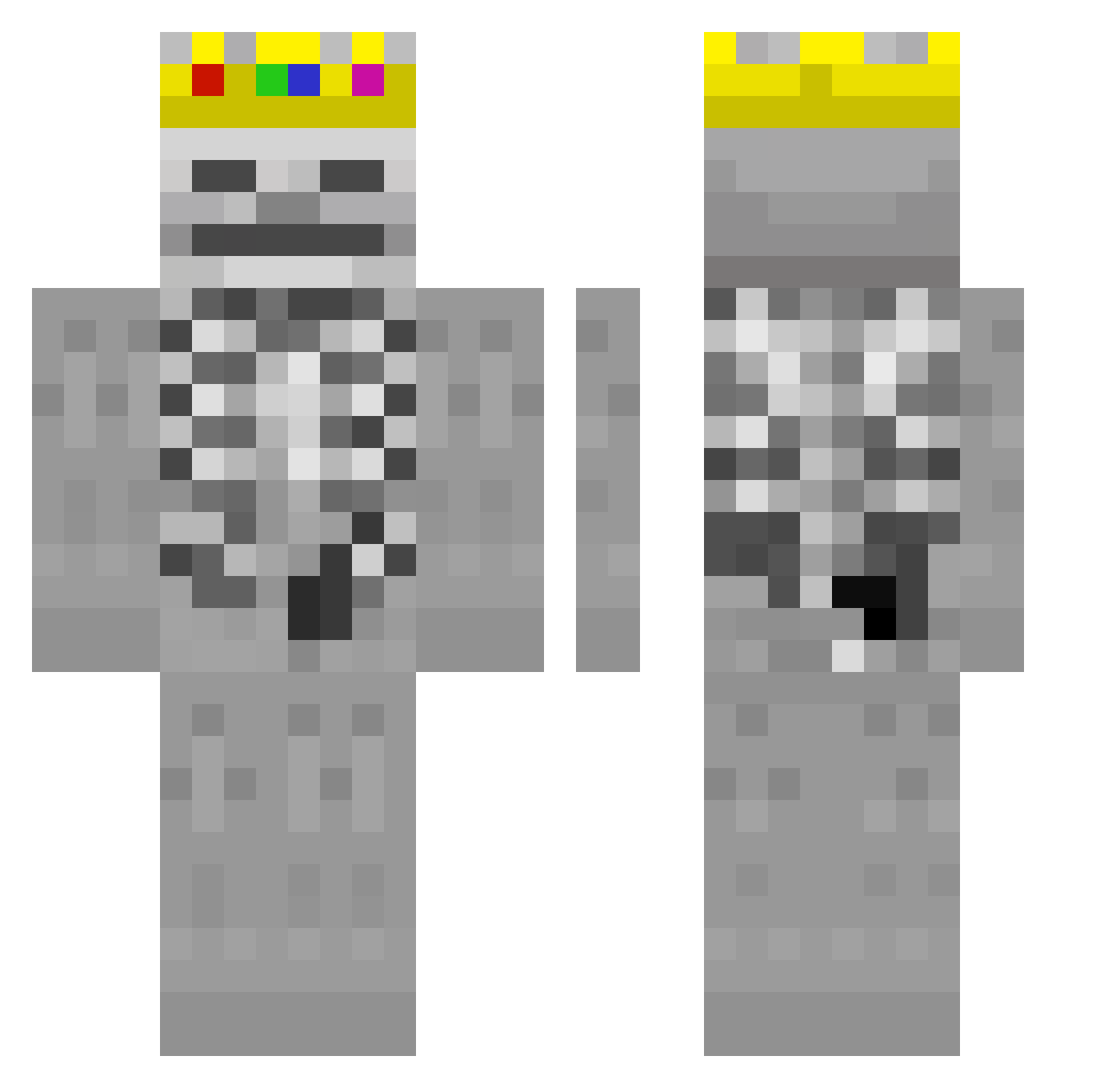 Rairox1337 Minecraft skin, front and back view