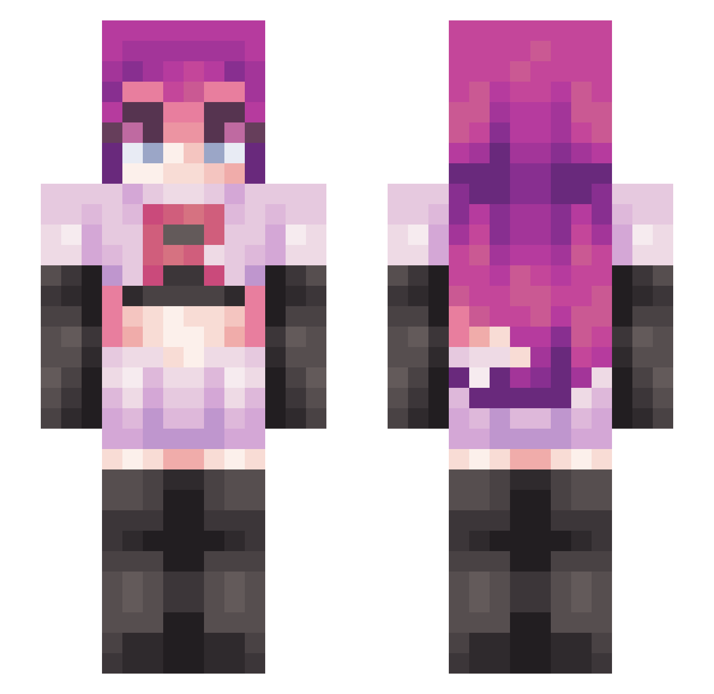 cacareco Minecraft skin, front and back view