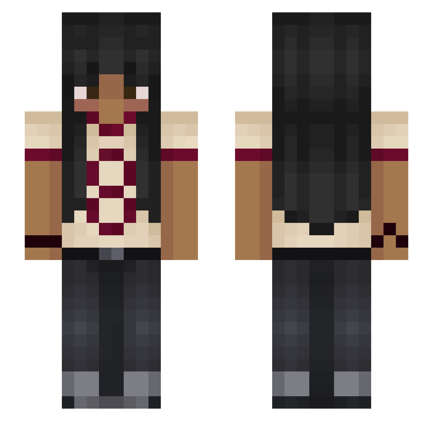 TakiChips Minecraft skin, front and back view