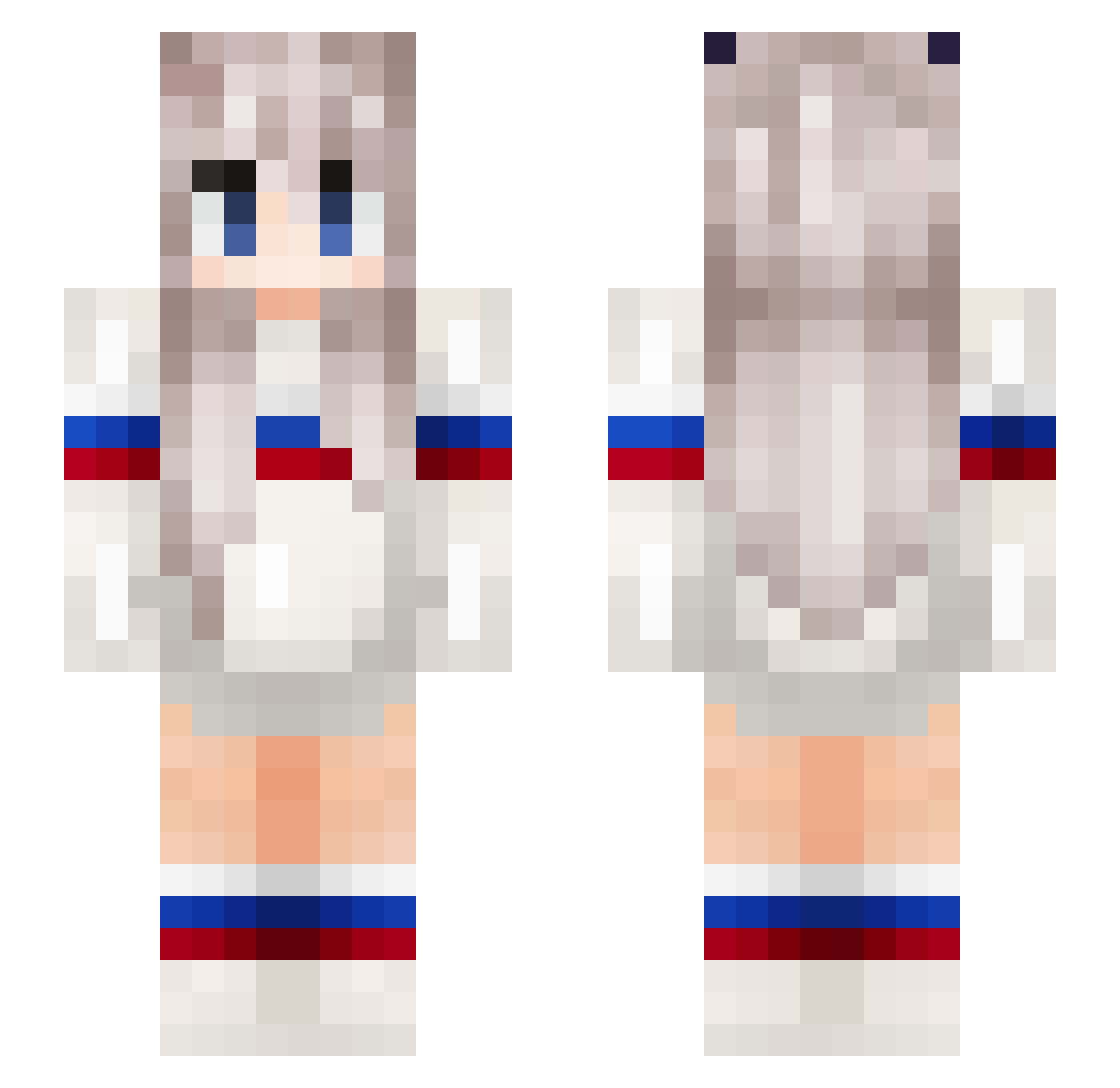 Sausanche Minecraft skin, front and back view