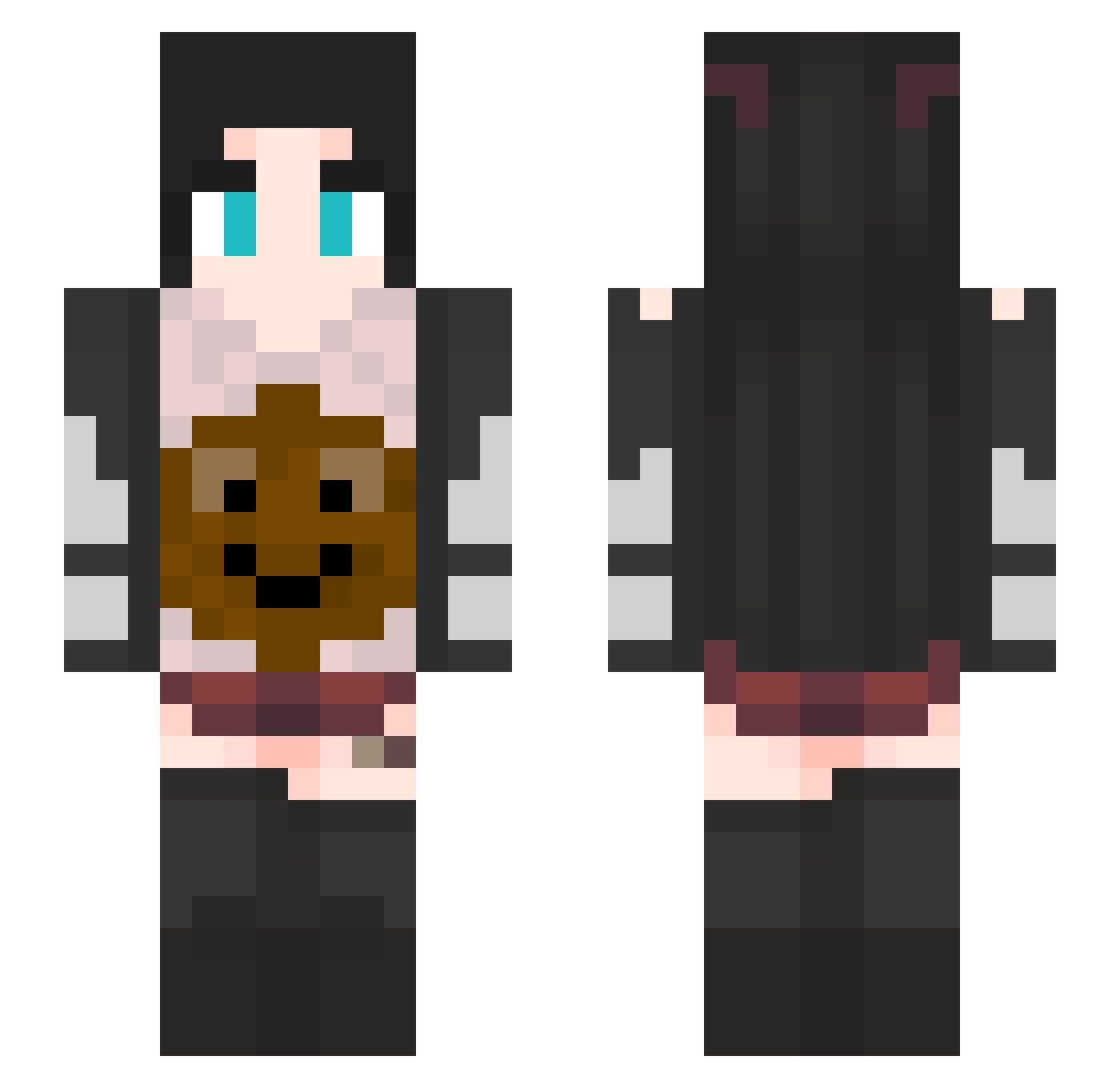 NickyWallnut Minecraft skin, front and back view