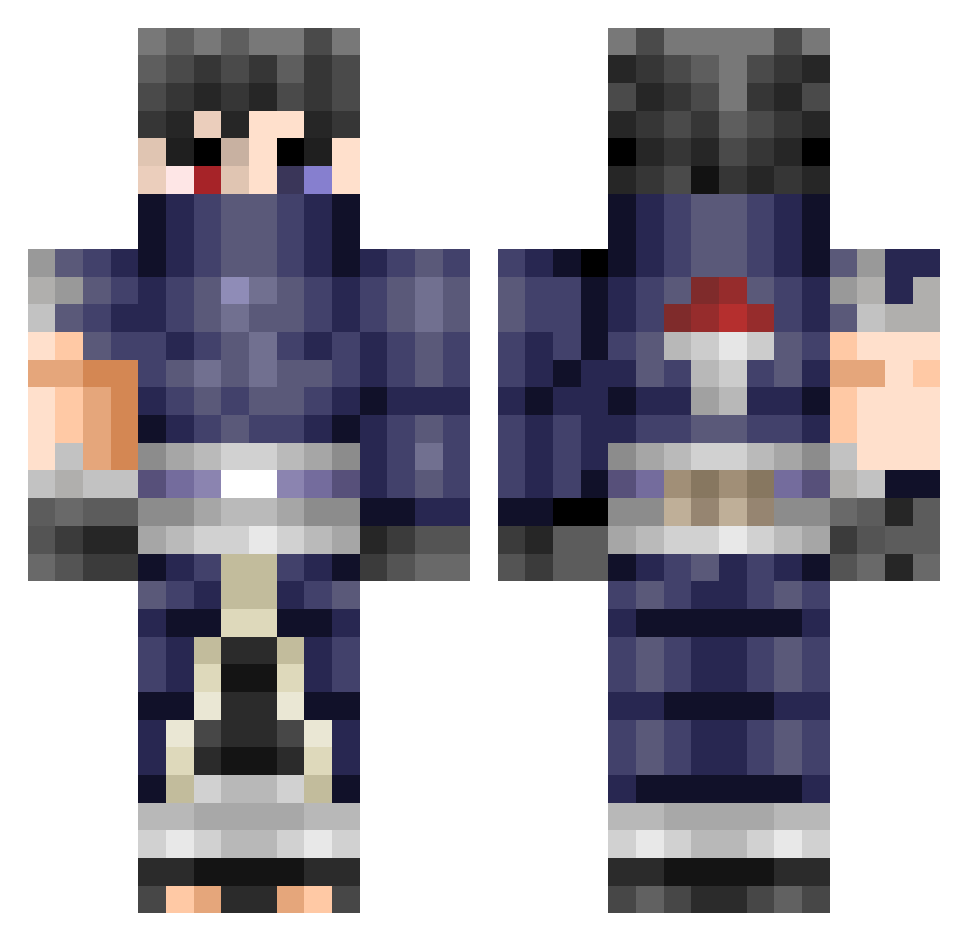 xILoveMyRange Minecraft skin, front and back view