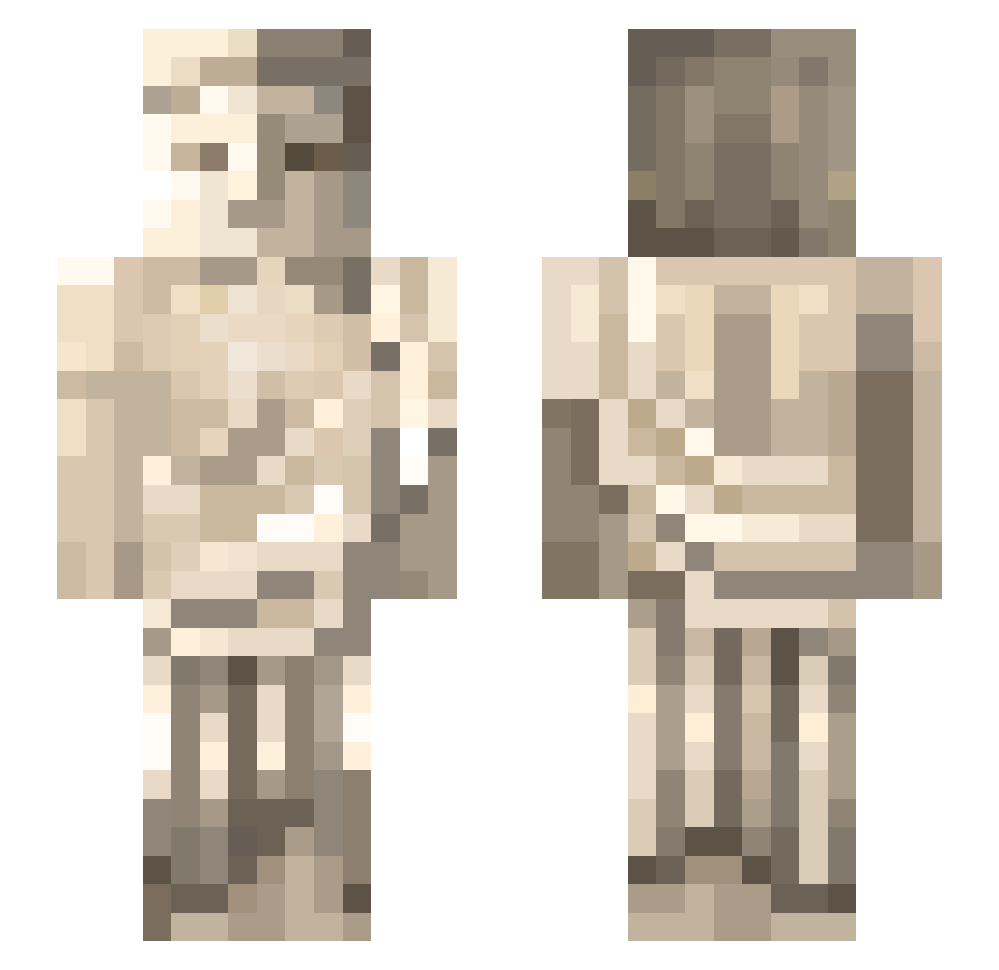 betterlooking Minecraft skin, front and back view