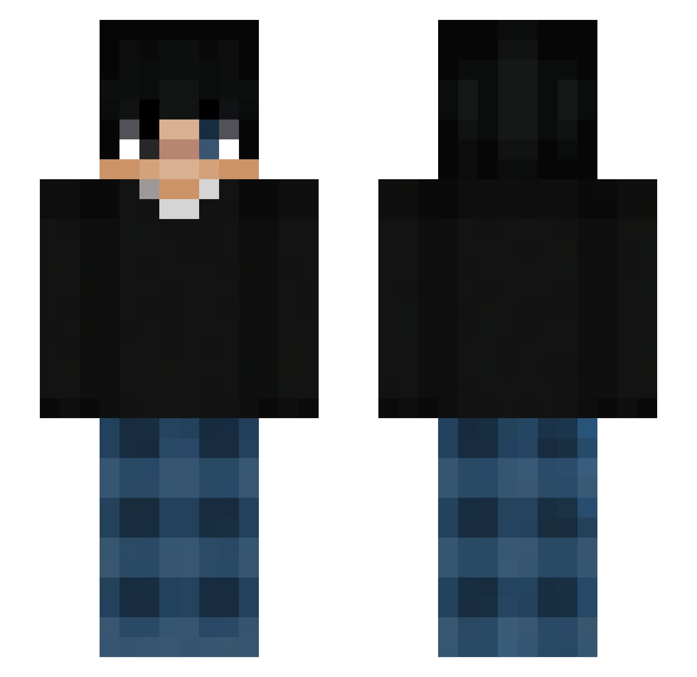Powwder Minecraft skin, front and back view