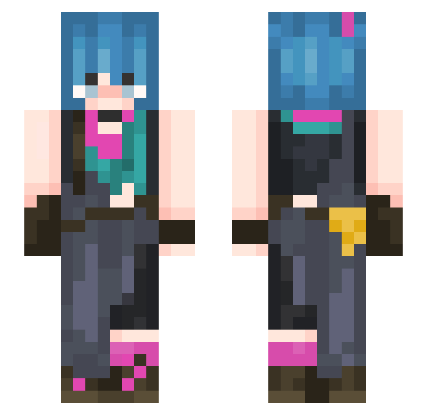 yanislol2 Minecraft skin, front and back view