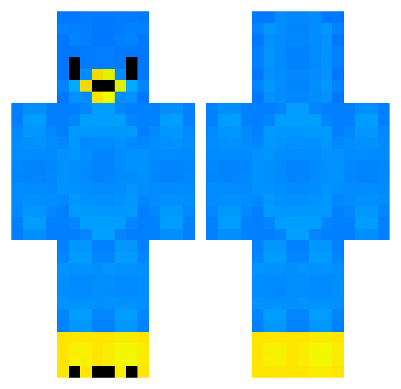 PratiPapa Minecraft skin, front and back view