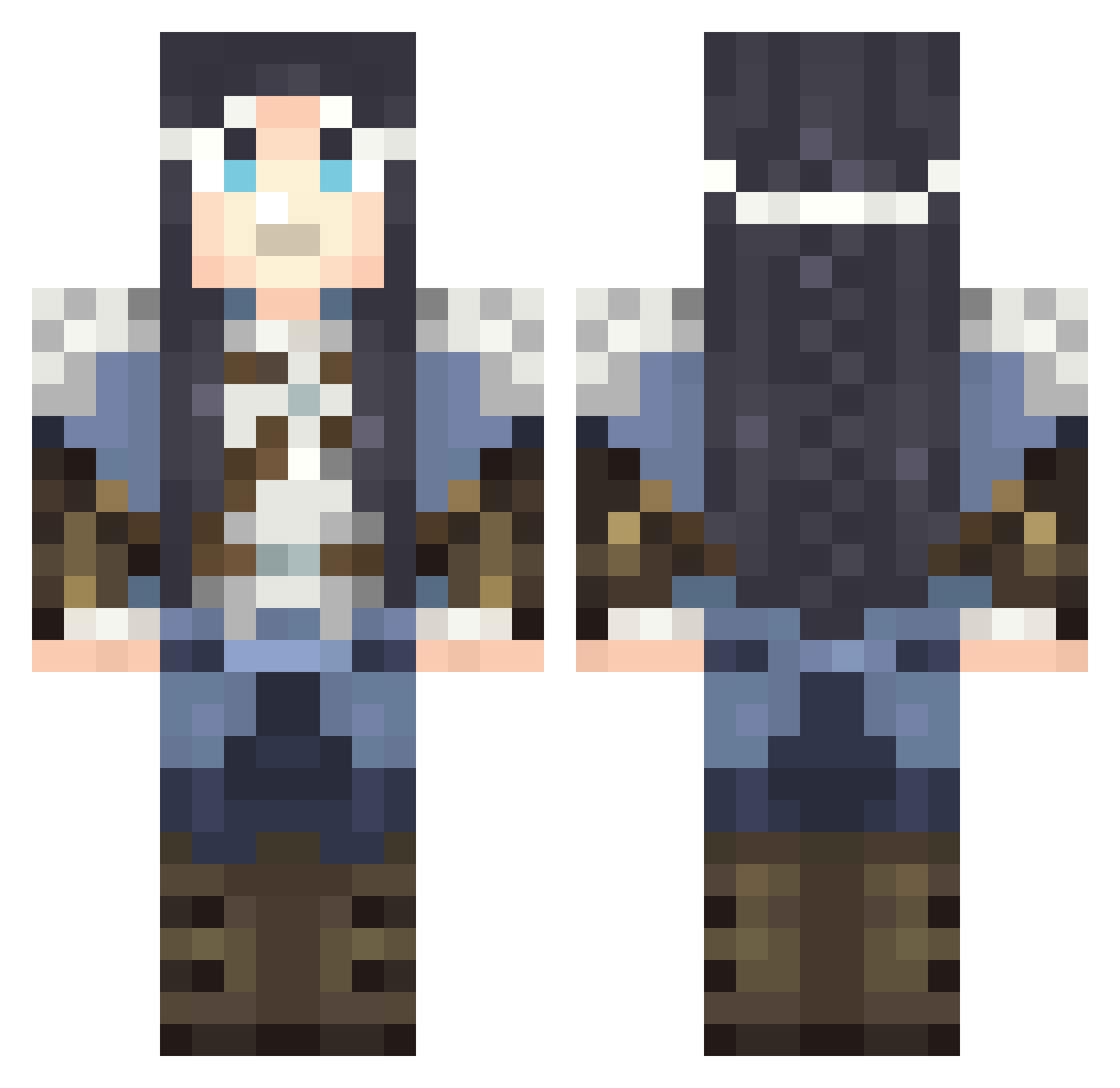 AutisticSilver Minecraft skin, front and back view