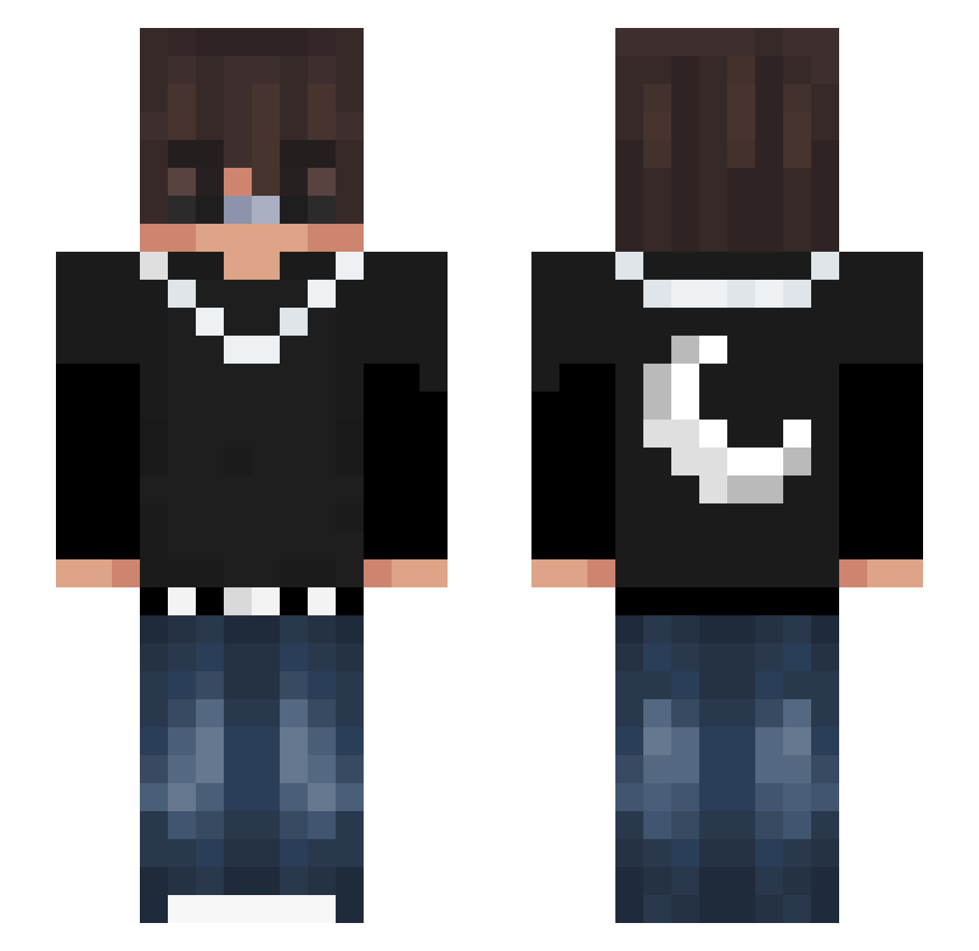 Qazmi Minecraft skin, front and back view