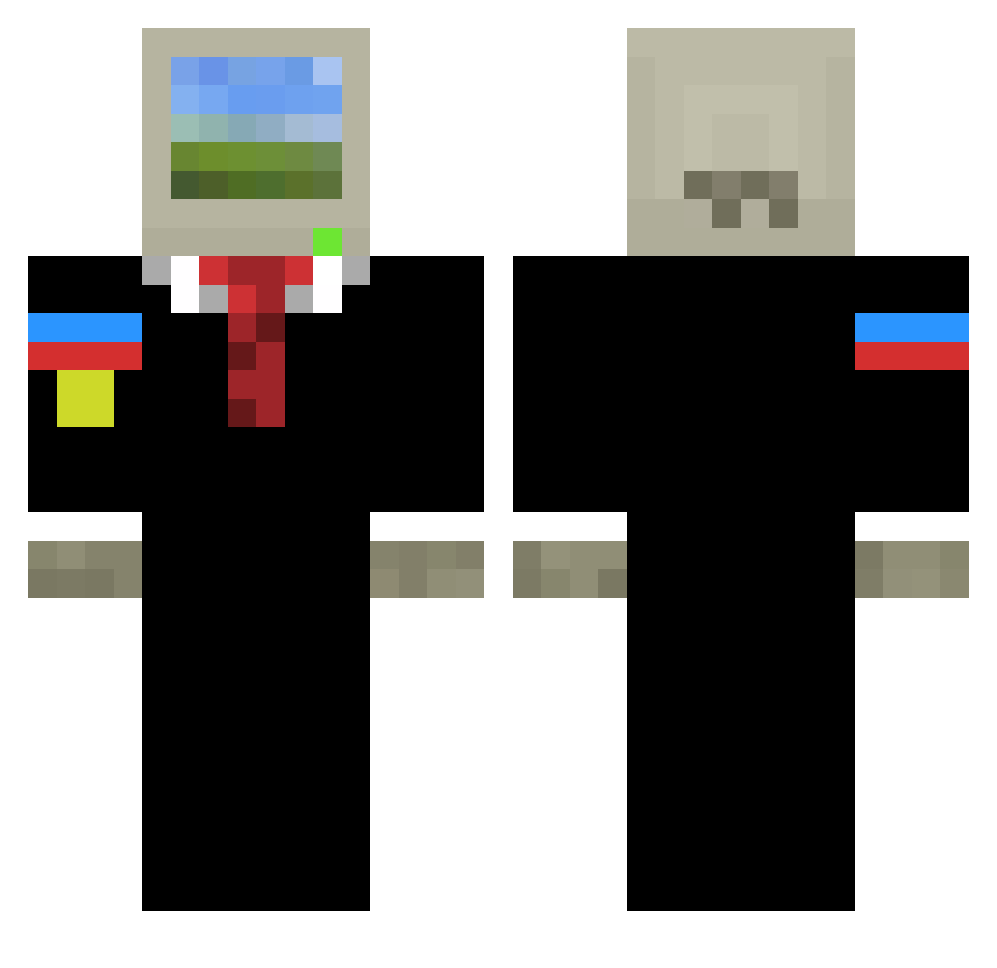 TronelXD Minecraft skin, front and back view