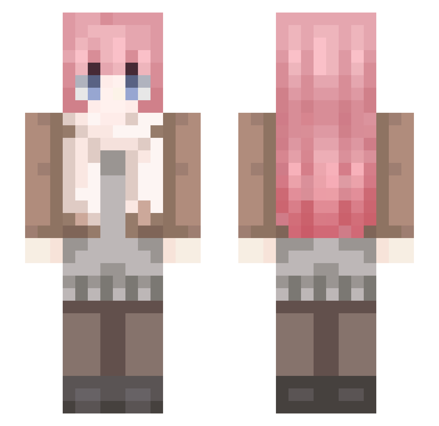 caroah Minecraft skin, front and back view