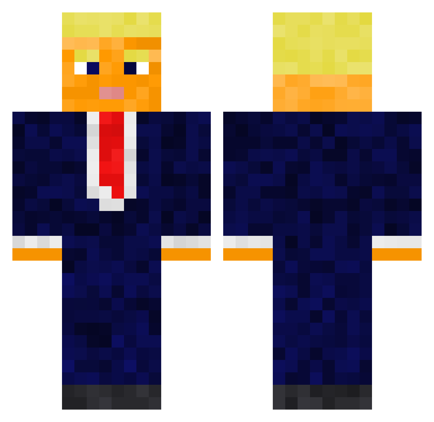 Tironosh Minecraft skin, front and back view
