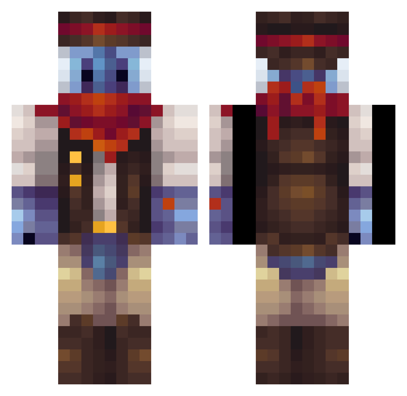 Kr1mbl3 Minecraft skin, front and back view