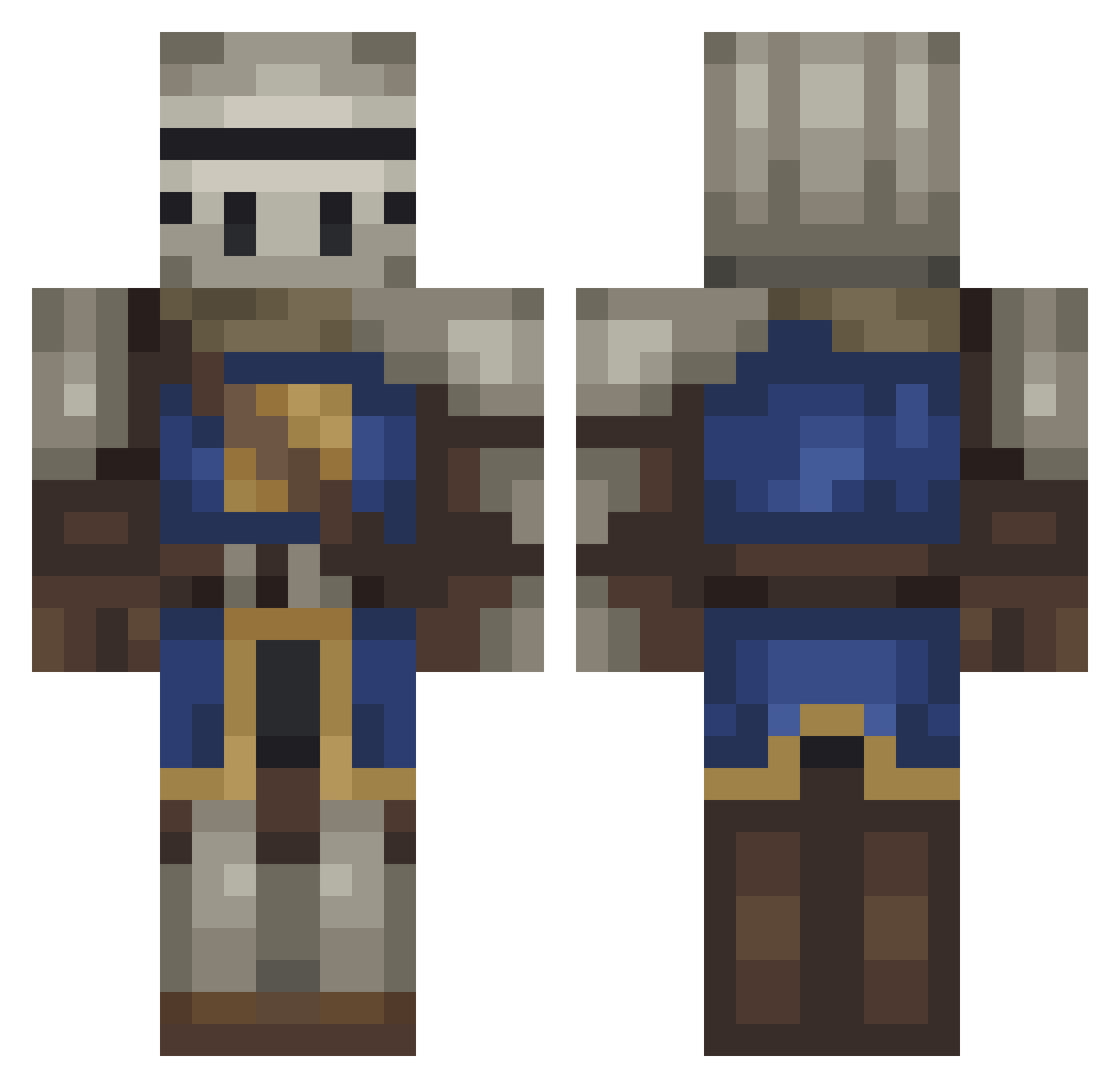 xVineS Minecraft skin, front and back view