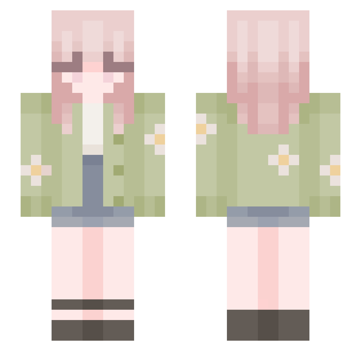 illania Minecraft skin, front and back view