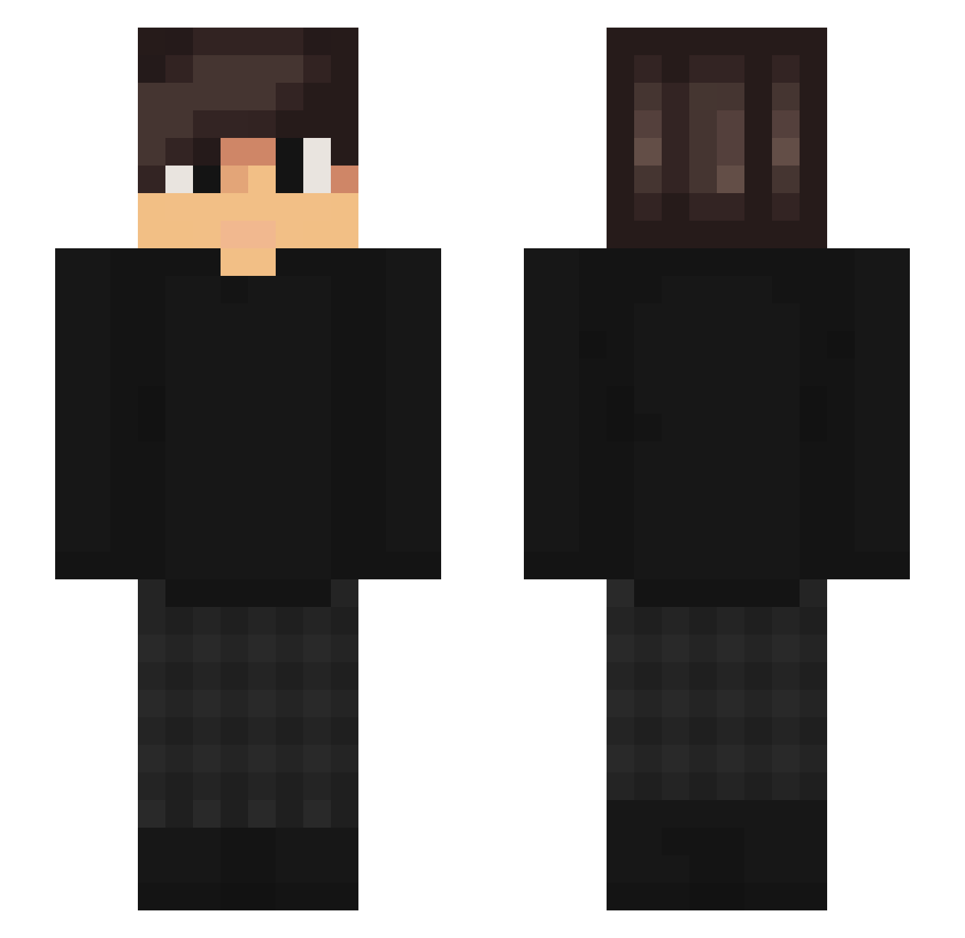 Rixell Minecraft skin, front and back view