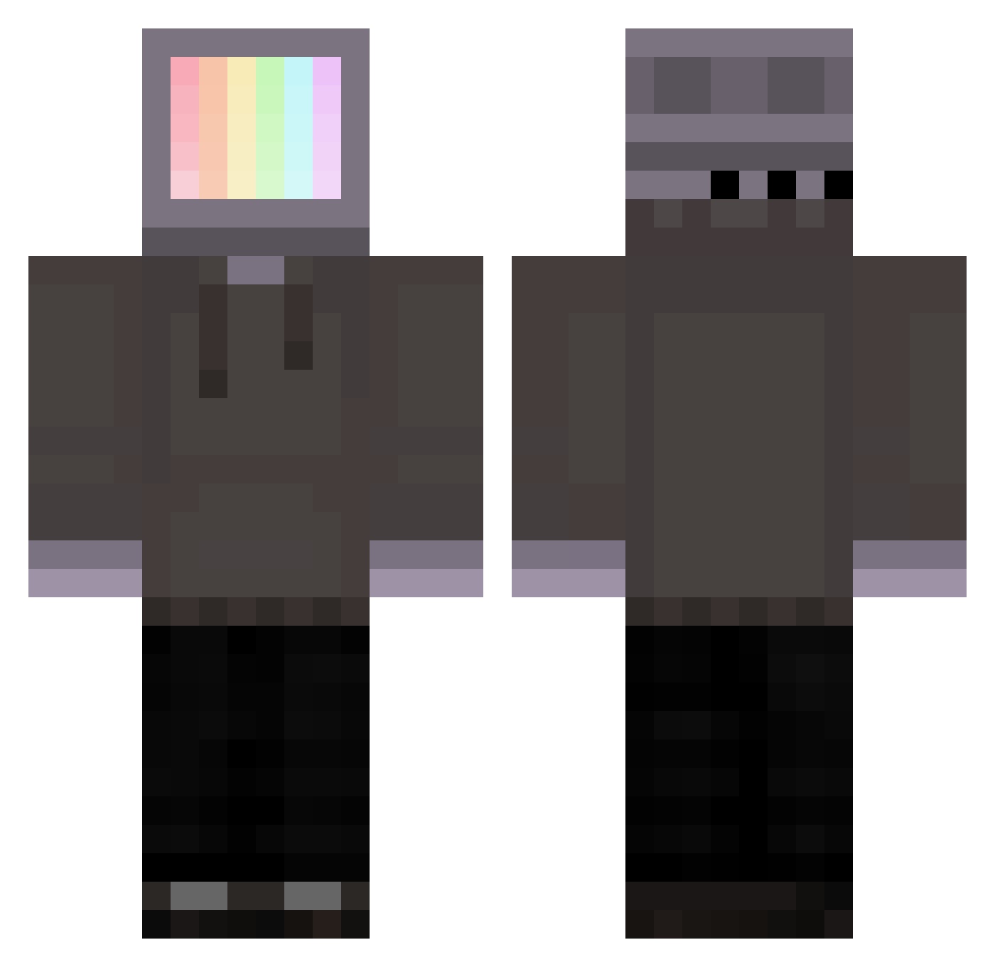 zepu Minecraft skin, front and back view