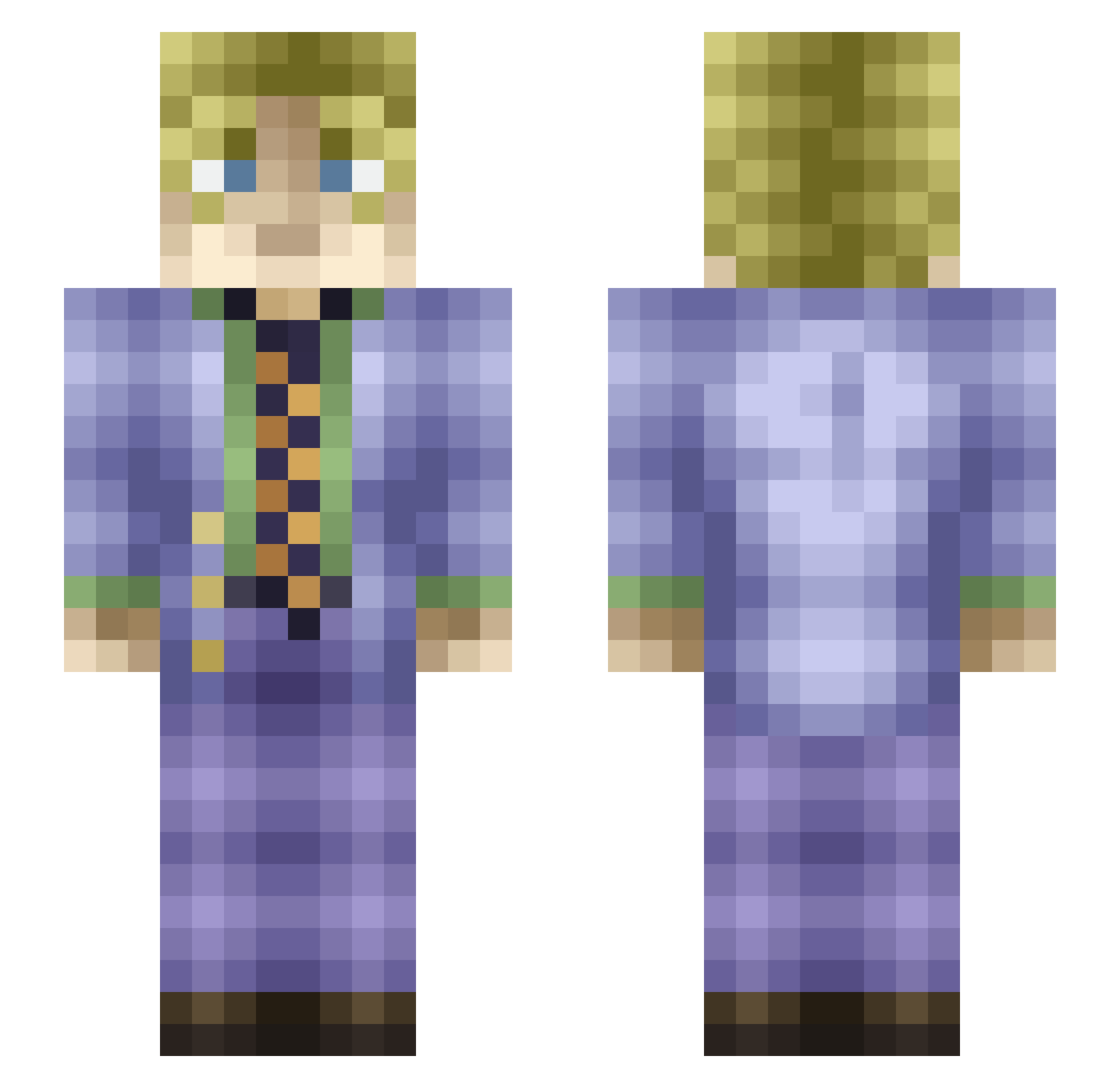 S0L0Z0MB13SL4YR Minecraft skin, front and back view