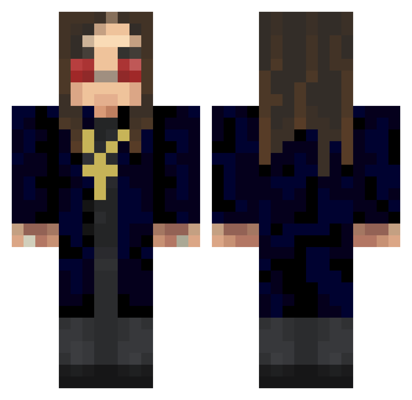 supernatM Minecraft skin, front and back view