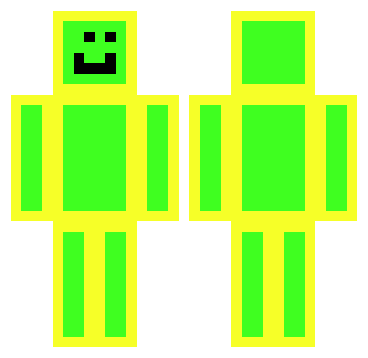 Nit1king Minecraft skin, front and back view