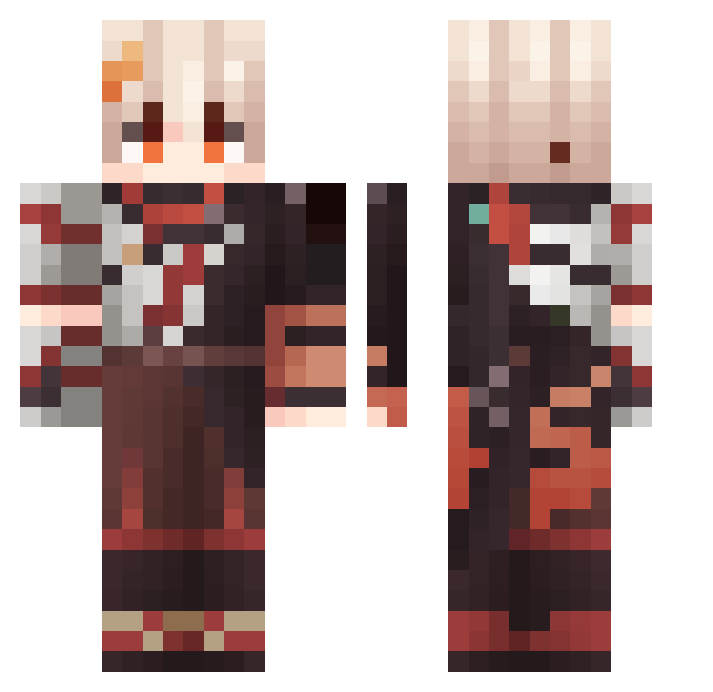 itzkazzy Minecraft skin, front and back view