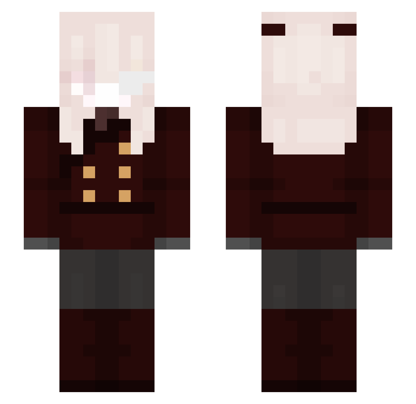kasrhh Minecraft skin, front and back view