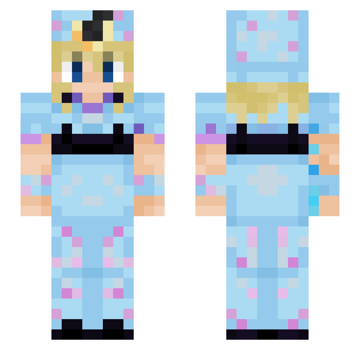 Cyan1000 Minecraft skin, front and back view