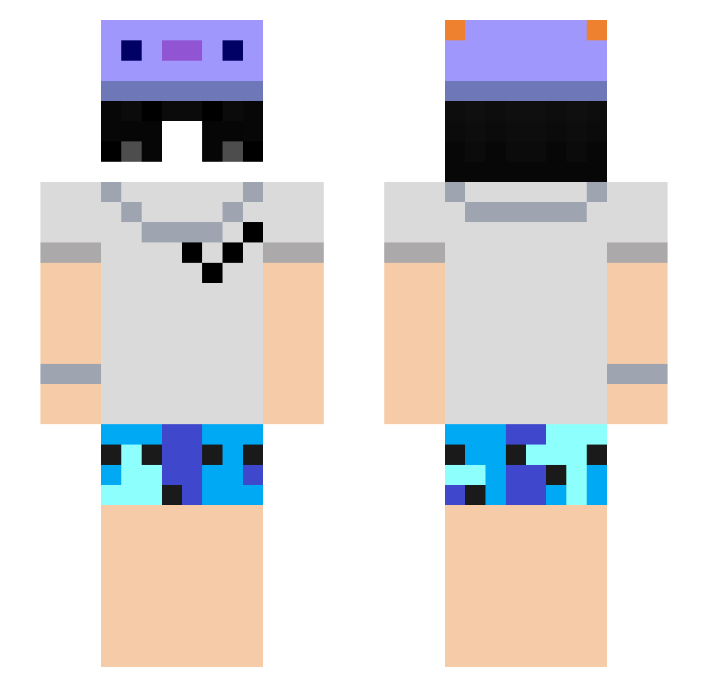VESTEREQ Minecraft skin, front and back view