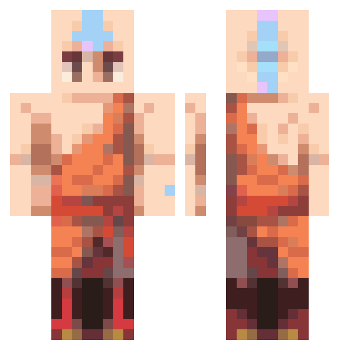 Fille336 Minecraft skin, front and back view